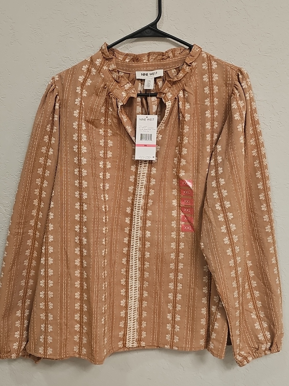 Nine West Woven Peasant Blouse | XXL | “Glazed Ginger” | NWT